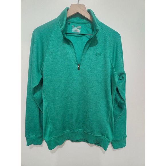 Under Armour Other - Under Armour ColdGear Mens Quarter Zip Pullover Green Heather Loose Fit Medium